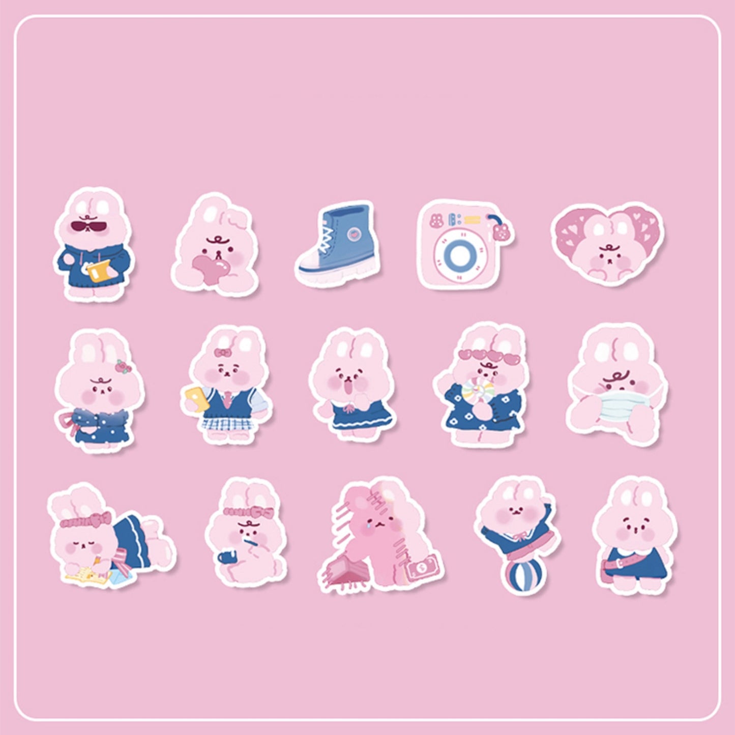 Boite de stickers lapins roses