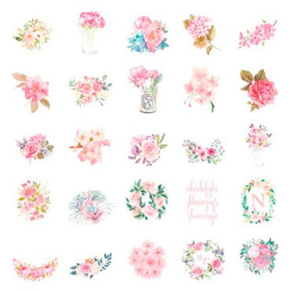 Boite de stickers fleurs roses