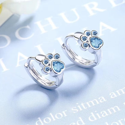 Boucles d'oreilles pattes de chat bleu