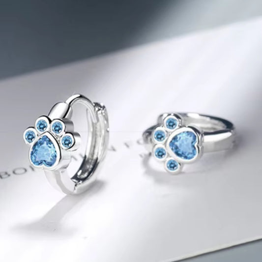 Boucles d'oreilles pattes de chat bleu