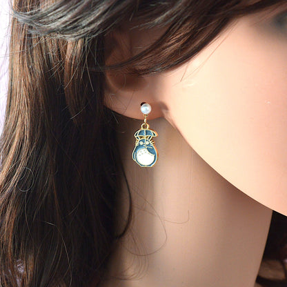 Boucles d'oreilles Totoro et fleur
