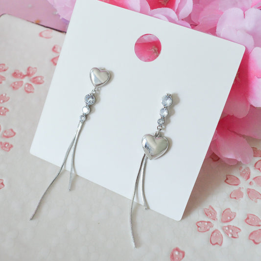 Boucles d'oreilles coeurs et strass