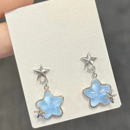 Boucles d'oreilles étoiles bleues