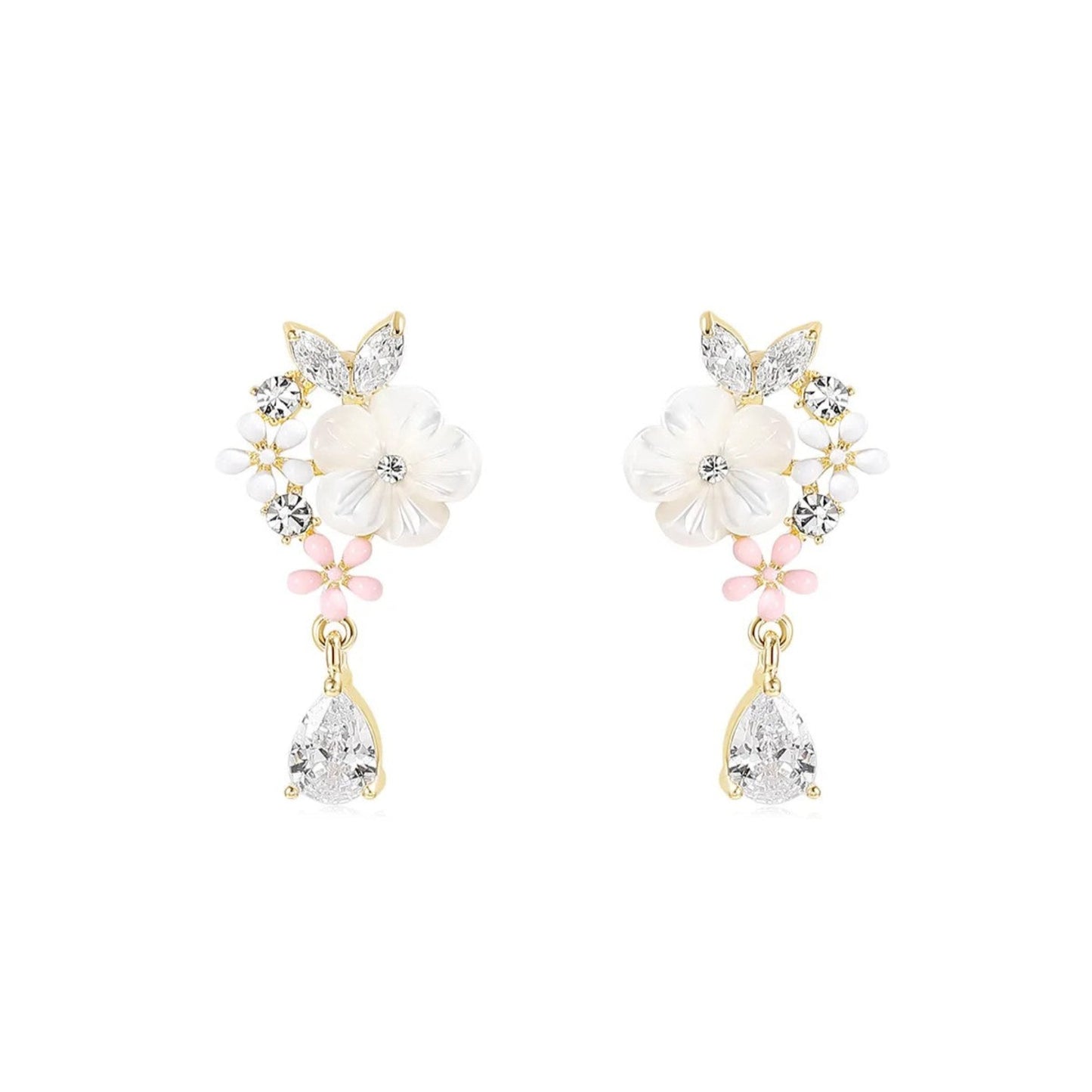 Boucles d'oreilles fleurs de sakura scintillantes