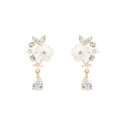 Boucles d'oreilles fleurs de sakura scintillantes