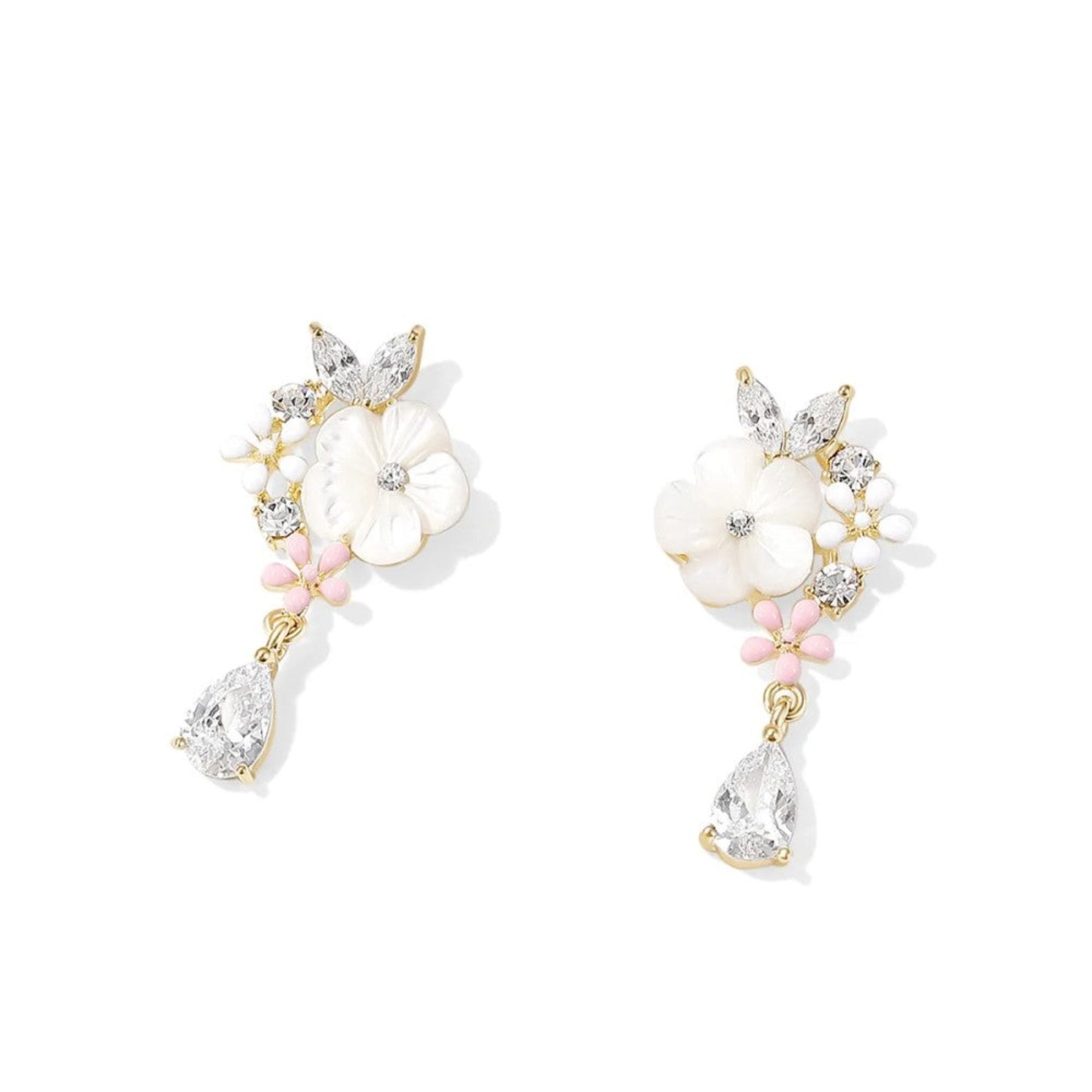 Boucles d'oreilles fleurs de sakura scintillantes