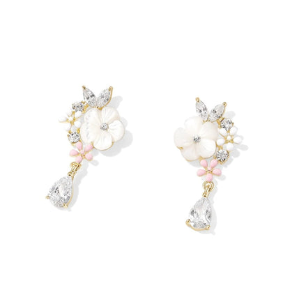 Boucles d'oreilles fleurs de sakura scintillantes