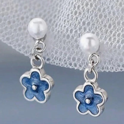 Boucles d'oreilles fleurs bleues