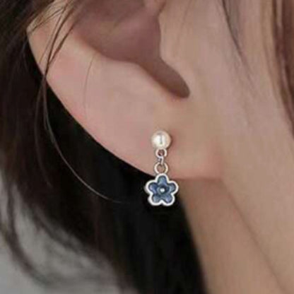 Boucles d'oreilles fleurs bleues