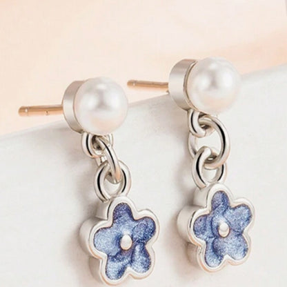 Boucles d'oreilles fleurs bleues