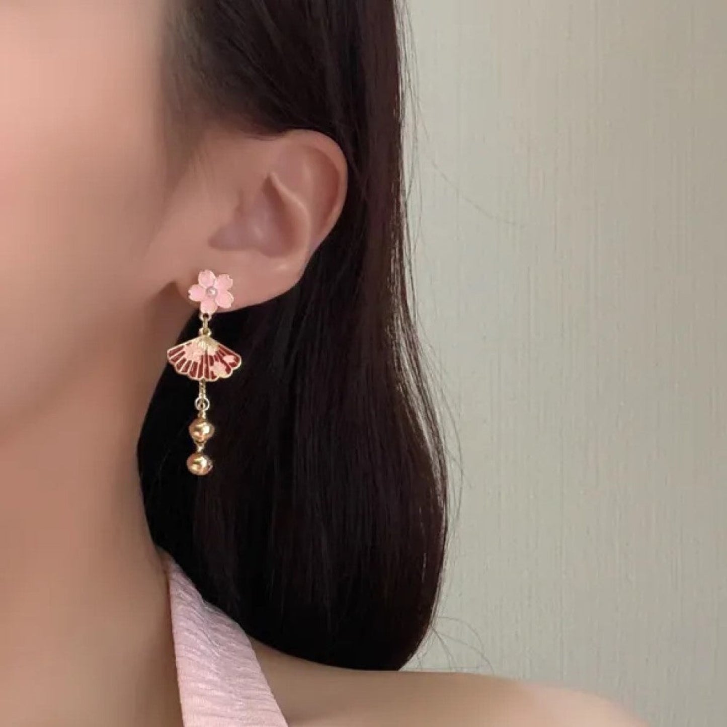 Boucles d'oreilles kitsune sakura