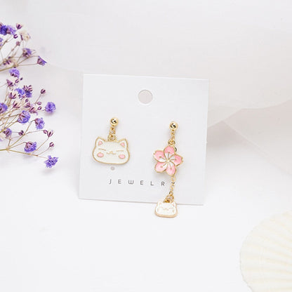 Boucles d'oreilles neko fleur de sakura