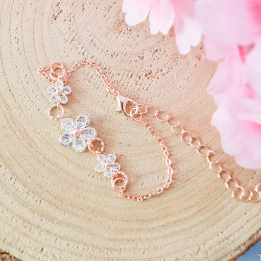 Bracelet fleurs de sakura strass