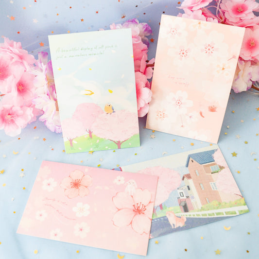 Carte postale dessins fleurs de sakura