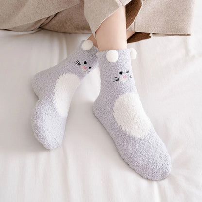 Chaussettes pilou chat gris