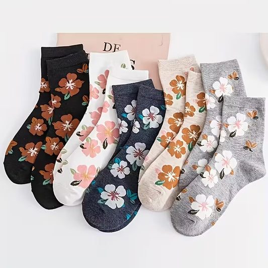 des chaussettes colorées au motif de fleurs d'hibiscus