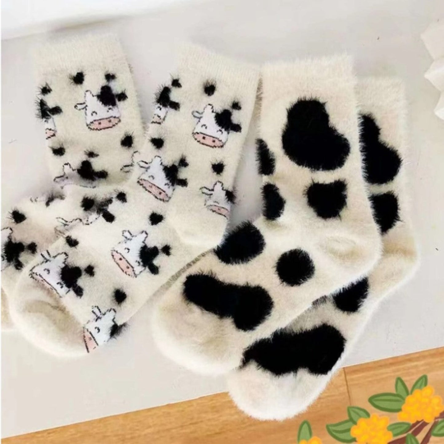 Chaussettes pilou motif vache