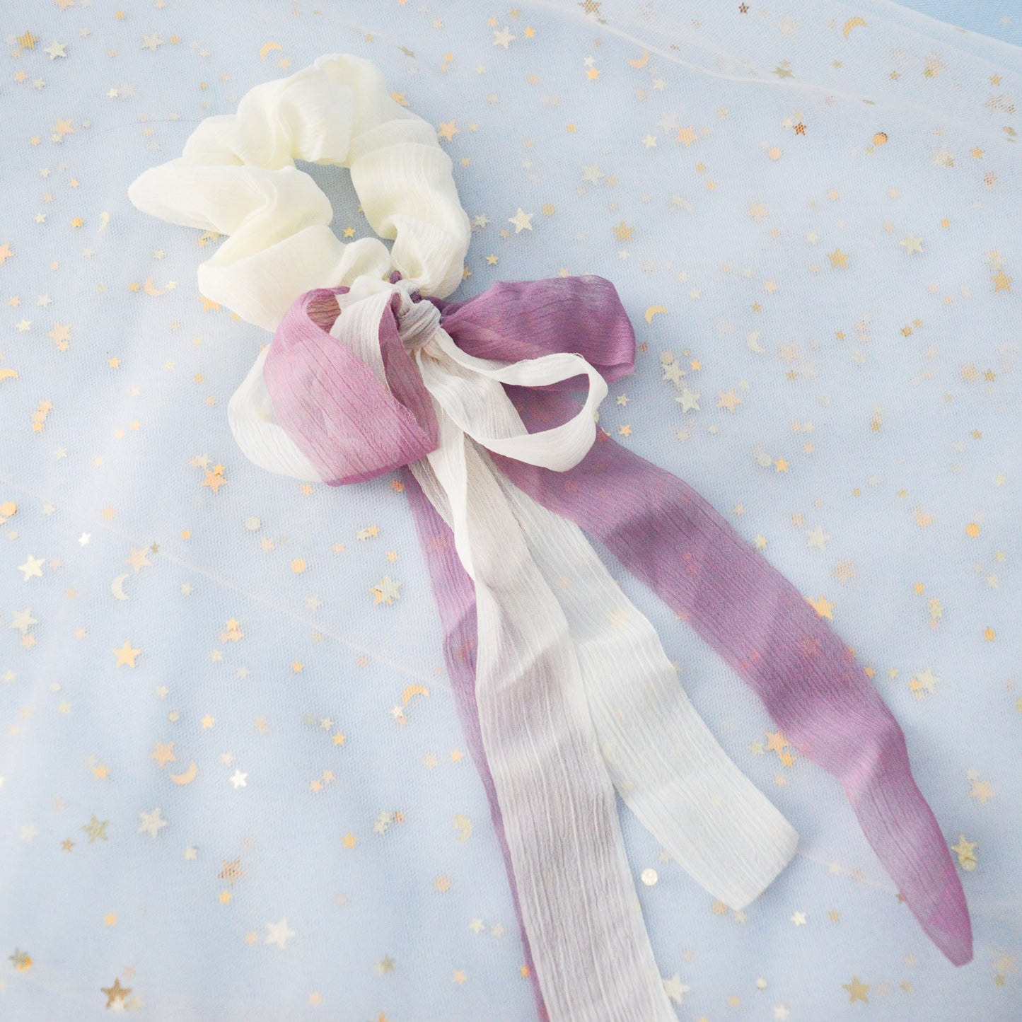 Chouchou foulard double ruban