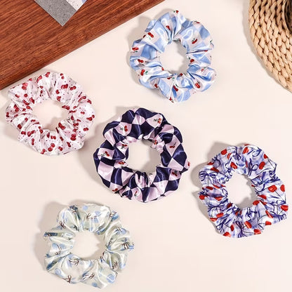 Chouchou satiné motif cerises