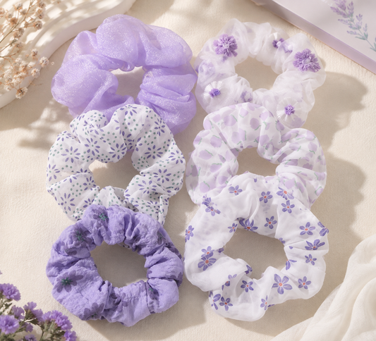 Chouchou fleurs lilas
