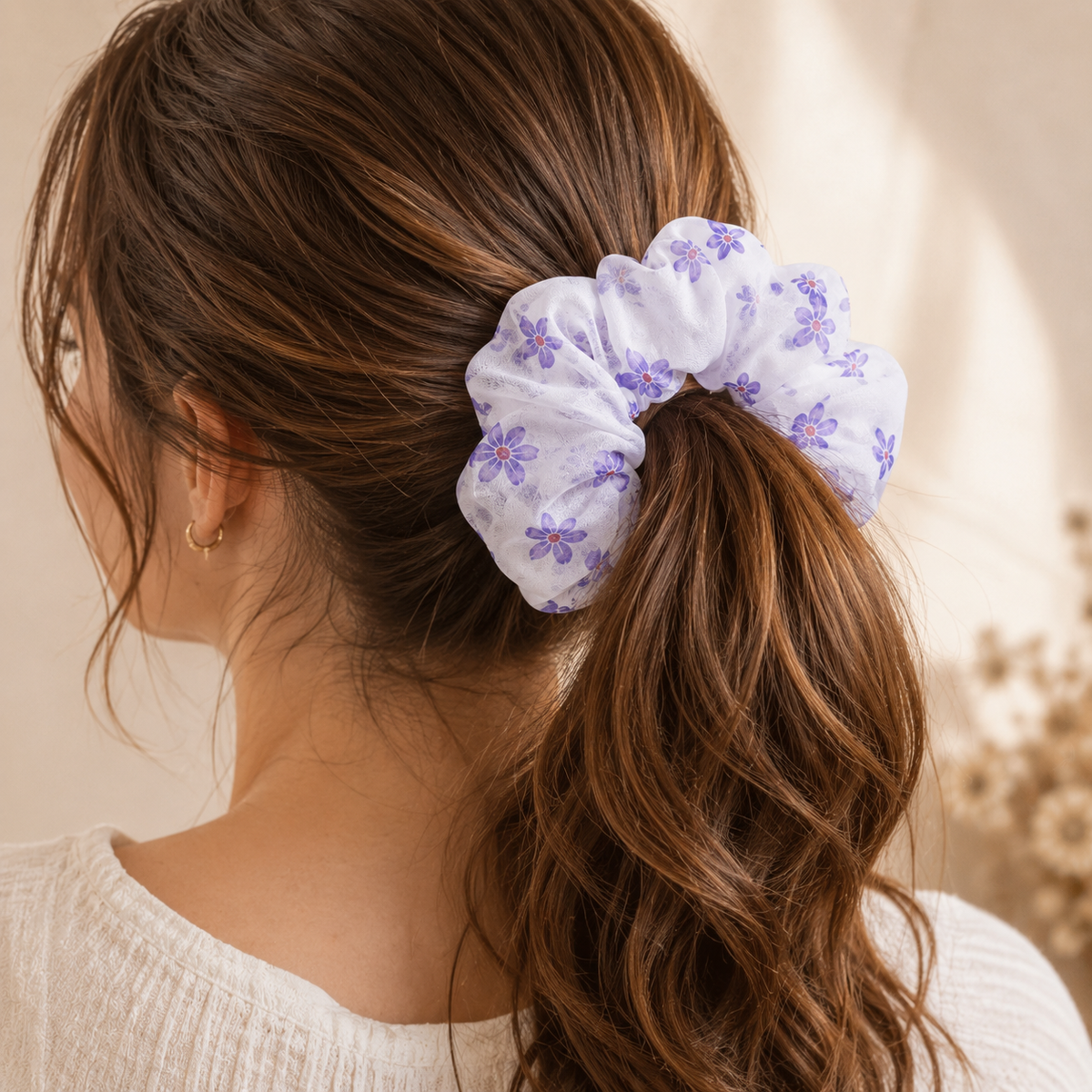 Chouchou fleurs lilas