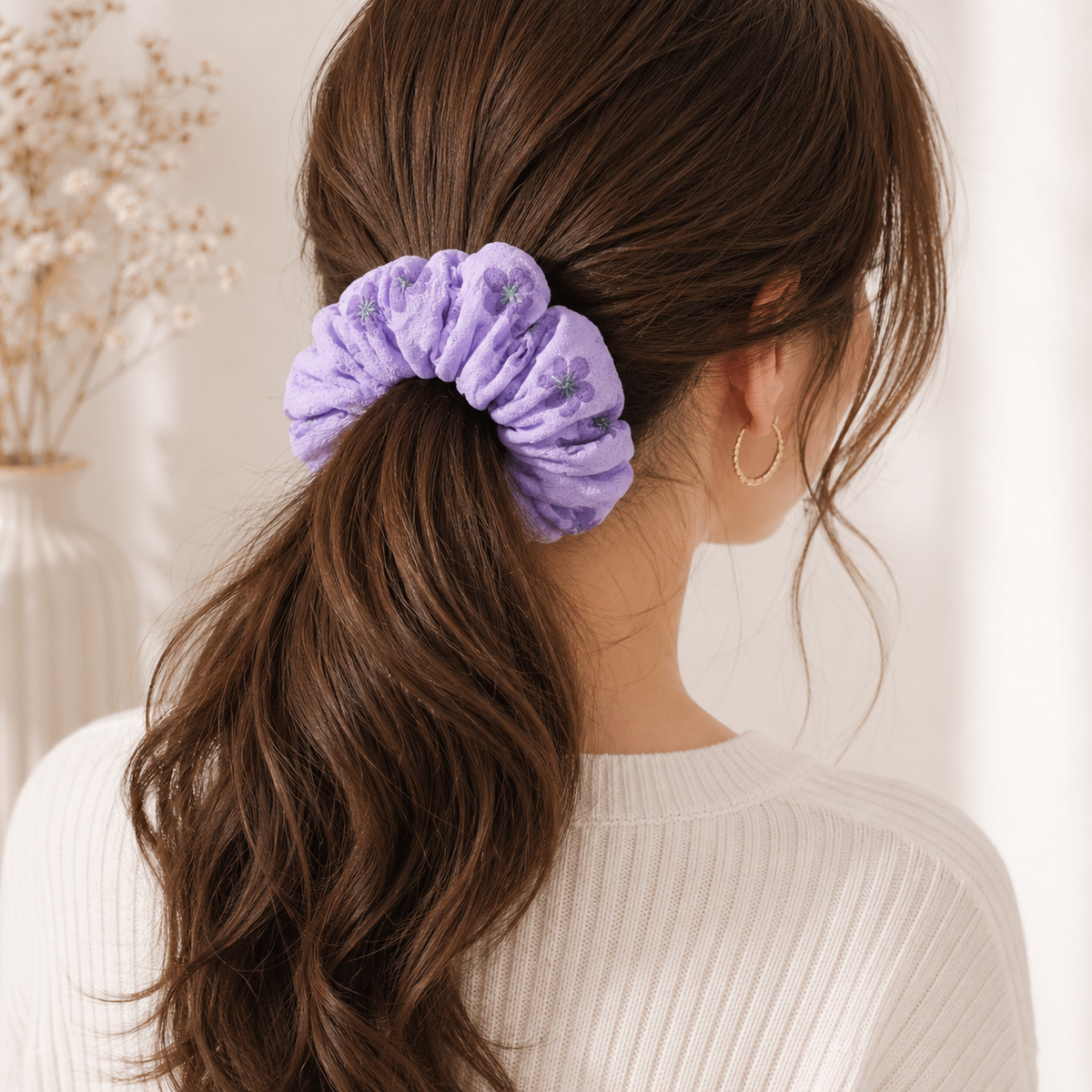 Chouchou fleurs lilas