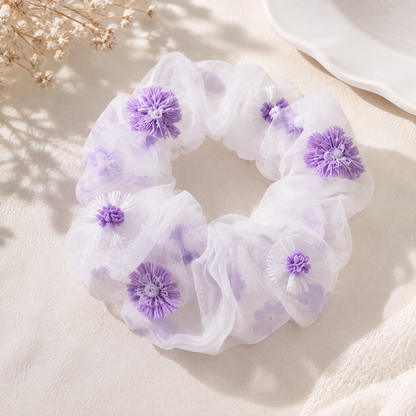 Chouchou fleurs lilas