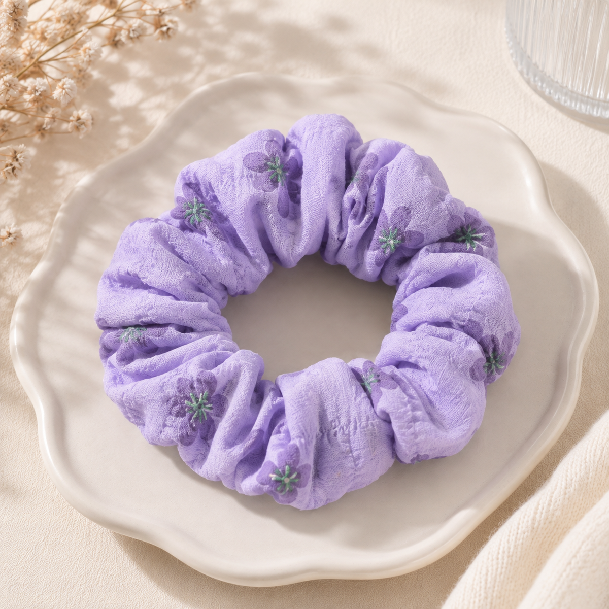 Chouchou fleurs lilas