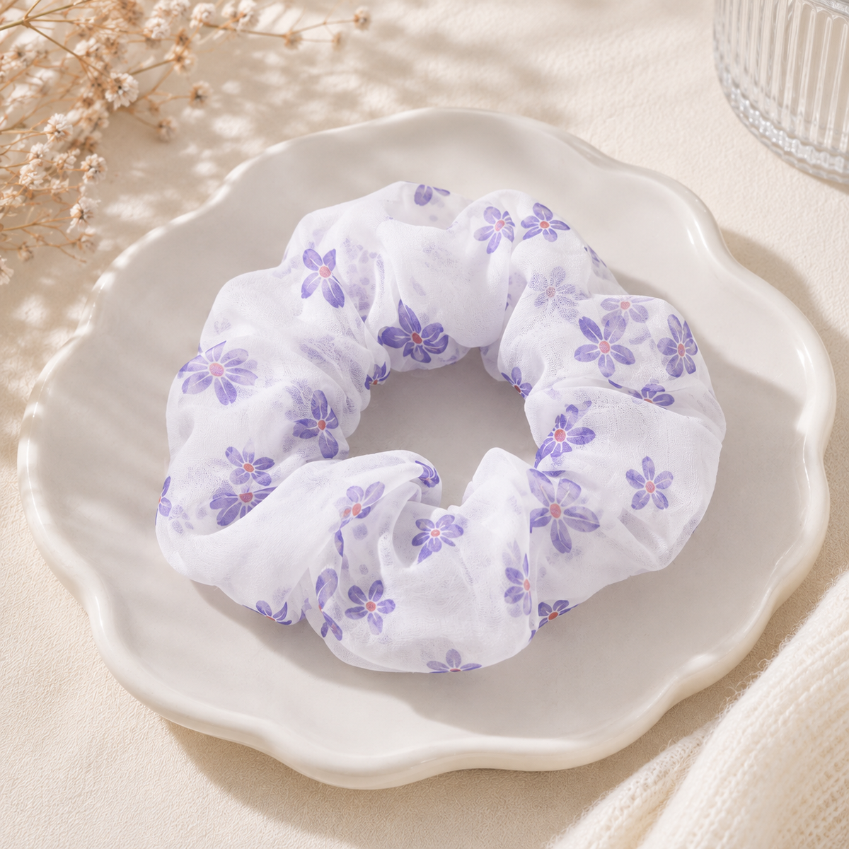 Chouchou fleurs lilas