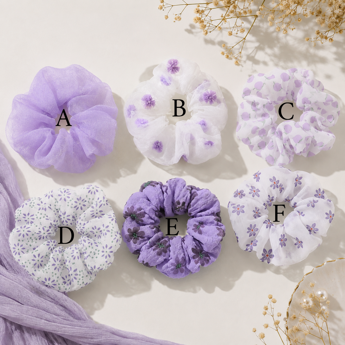 Chouchou fleurs lilas