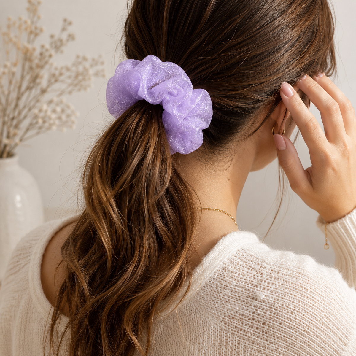 Chouchou fleurs lilas