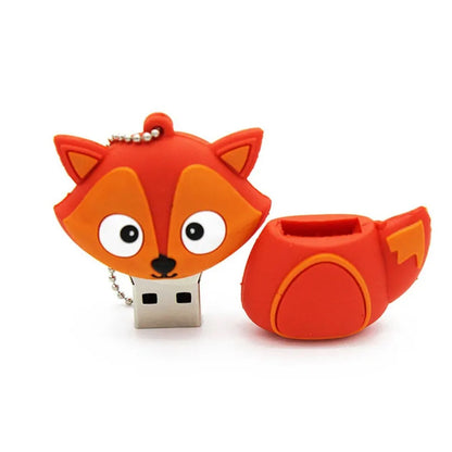 une clé usb de 16 go très mignonne en forme de renard roux aux grands yeux expressifs et adorables.