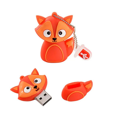 une clé usb de 16 go très mignonne en forme de renard roux aux grands yeux expressifs et adorables.