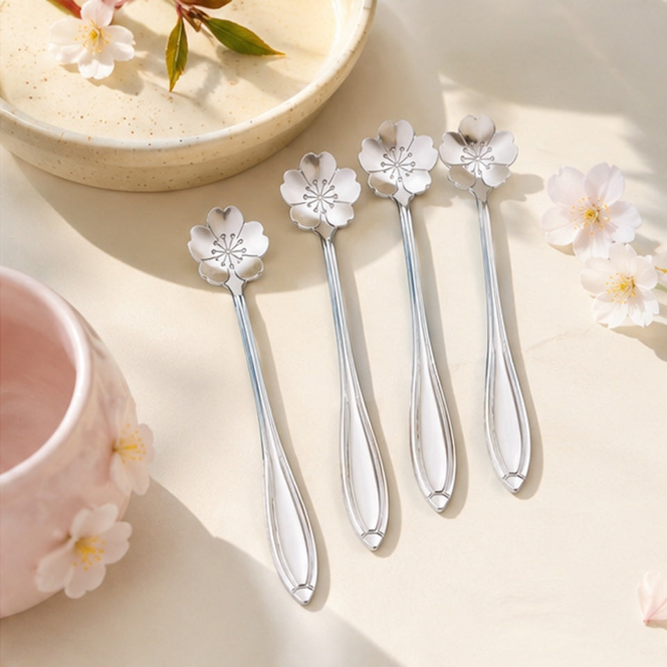 Lot de 2 cuillères en forme de fleur de sakura