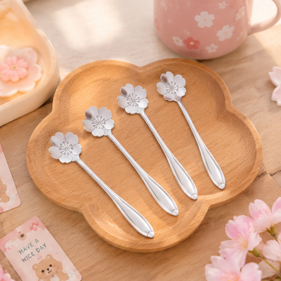 Lot de 2 cuillères en forme de fleur de sakura