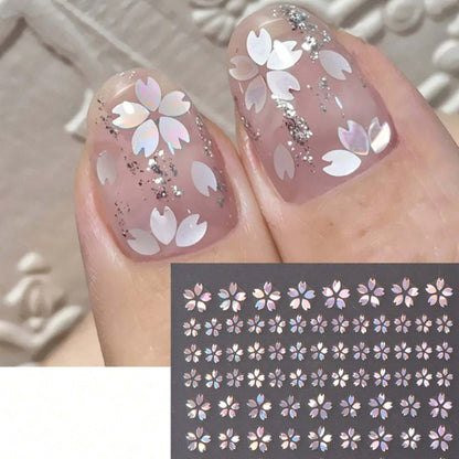 Déco nail art sakura holographique