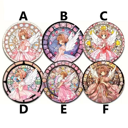 des dessous de verre en bois de superbes illustrations de Sakura Kinomoto de Card Captor Sakura. Elle a ses ailes blanches et est vêtue d'une belle robe rose élégante. Idéal pour les apéros entre amis, pour ne pas tâcher la table.