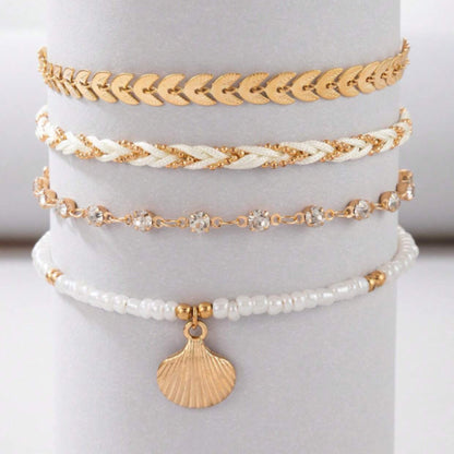 Ensemble de 4 bracelets bohème doré