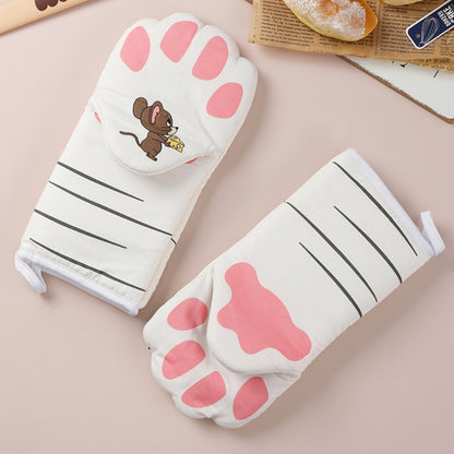 un gant de cuisine en forme de patte de chat blanche et rose hyper mignonne. Utile pour la cuisine, il vous protège de la chaleur tout en apportant une touche mignonne.