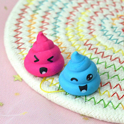 des gommes en forme de crottes colorées trop mignonnes qui possèdent une expression kawaii adorable et amusante