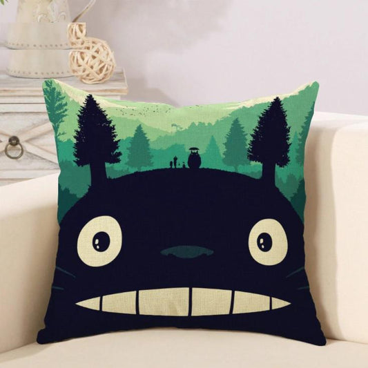 Housse de coussin Totoro forêt