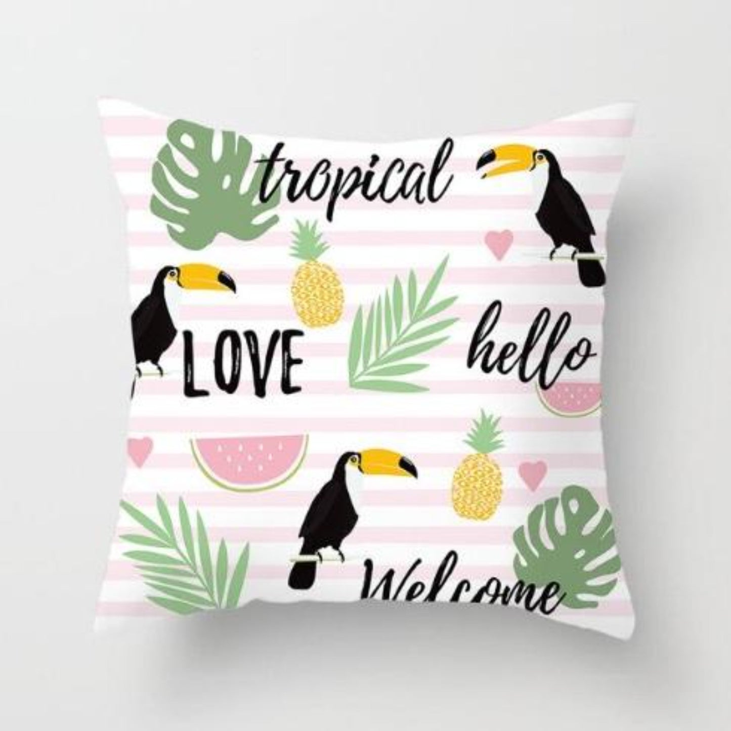 Housse de coussin toucan tropical