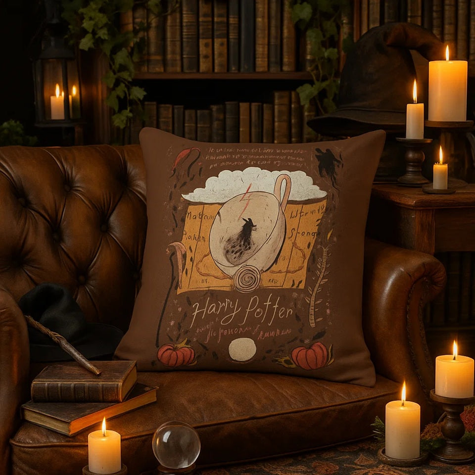 une superbe housse de coussin en polyester inspiré de Harry Potter et le prisonnier d'azkaban. Détails et symboles iconiques qui fait référence à ce volet de la saga.