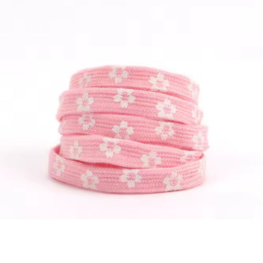 Paire de lacets fleurs de sakura rose