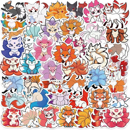 un lot de 20 stickers reprenant un design de kistune à une ou plusieurs queues. Ce renard mythique du folklore japonais ajoute une touche mystérieuse à tous vos projets.