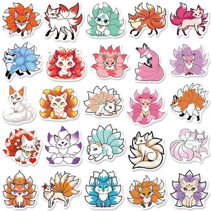 un lot de 20 stickers reprenant un design de kistune à une ou plusieurs queues. Ce renard mythique du folklore japonais ajoute une touche mystérieuse à tous vos projets.