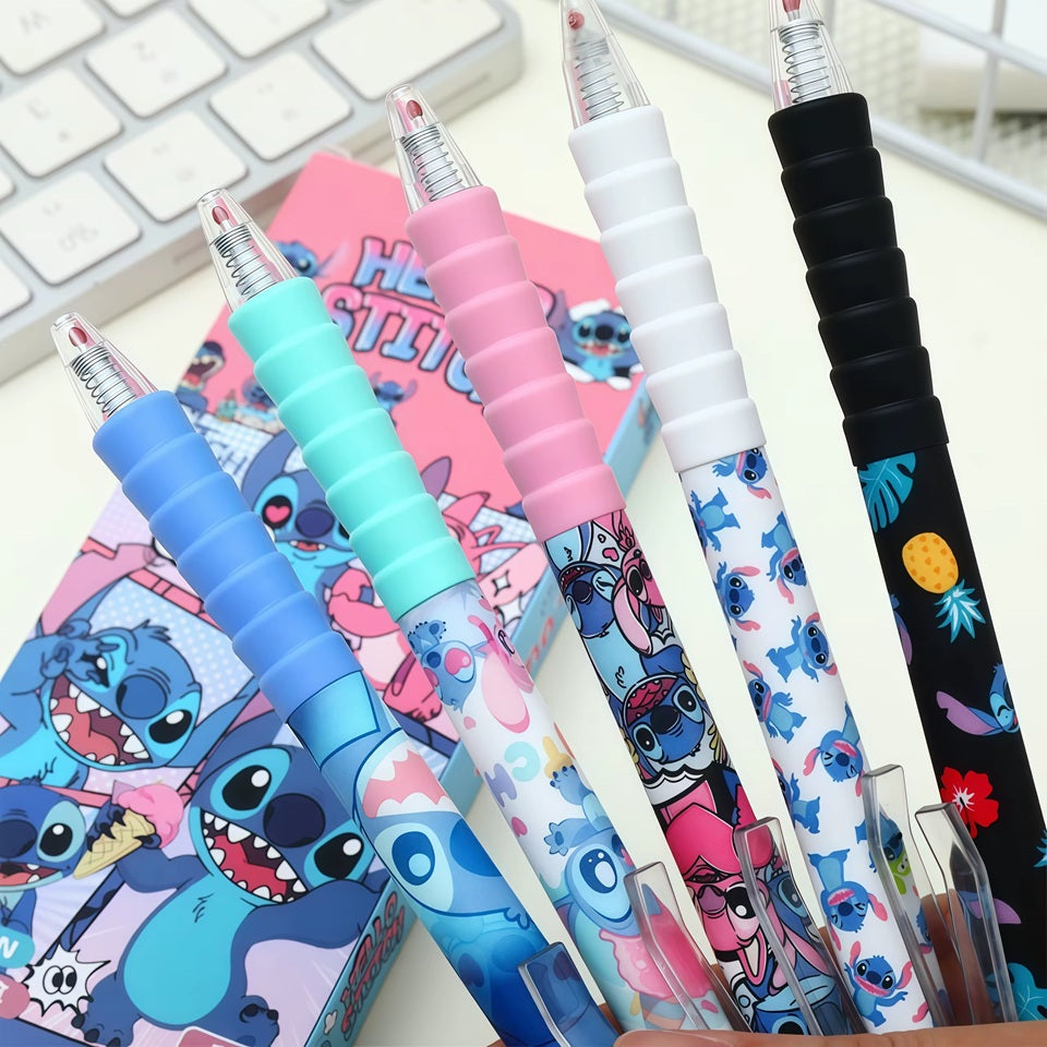 un lot de 5 stylos au design coloré et mignon de Stitch et Angel