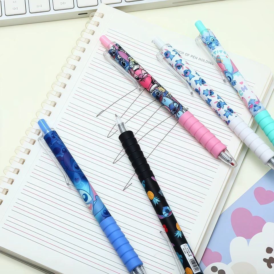 un lot de 5 stylos au design coloré et mignon de Stitch et Angel
