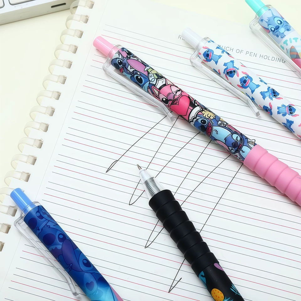 un lot de 5 stylos au design coloré et mignon de Stitch et Angel