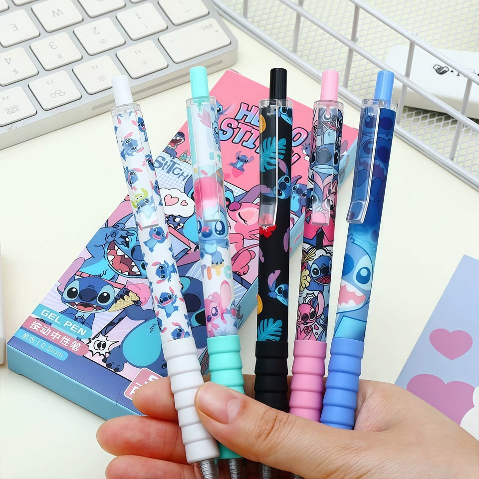 un lot de 5 stylos au design coloré et mignon de Stitch et Angel